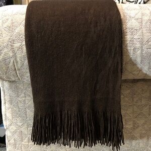 Classic Brown Fringed Blanket Scarf Wrap Throw Blanket 80” X 24”